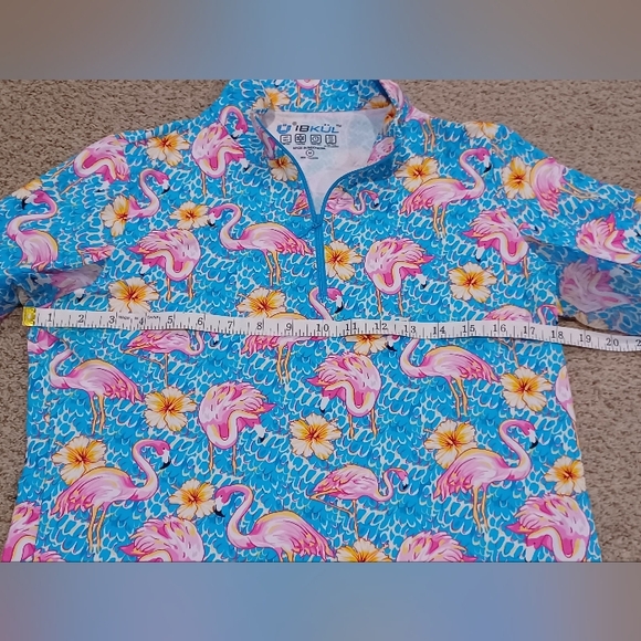 IBKUL Flamingo Print Quarter-Zip Pullover Womens Size M - Picture 6 of 9